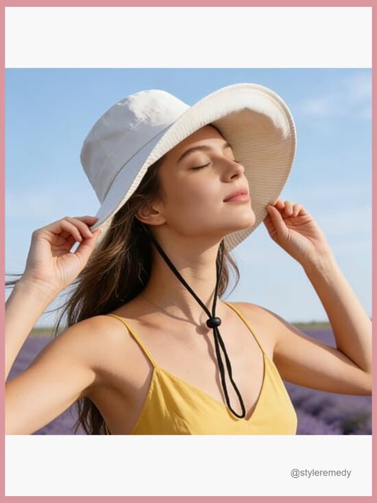 UPF50 Wide Brim Foldable Sun Hat Packable Adjustable Chin Strap Beach Travel main image 5